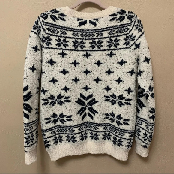 BAREFOOT DREAMS CozyChic Seaside Pullover Sweater Fair Isle - Picture 5 of 8